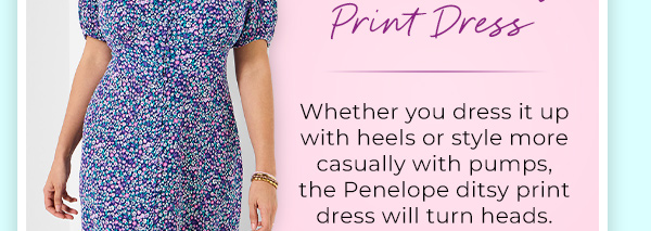 Whether you dress it up with heels or style more casually with pumps, the Penelope ditsy print dress will turn heads.
