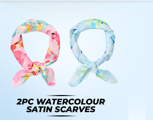 2pc Watercolour Satin Scarves