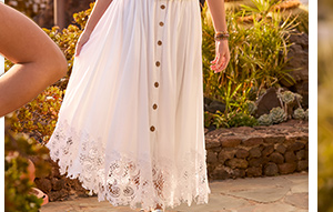 Beautiful Button Front Lace Trim Skirt