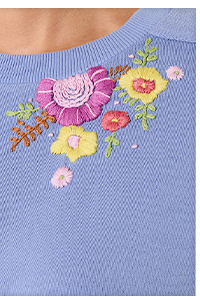 Elodie Embroidered Woven Hem Sweatshirt