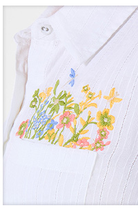 Spring Meadows Embroidered Cotton Dobby Dress