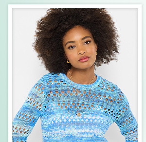 Summer Blues Boho Open Knit Jumper