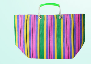 Striped Woven Basket Bag