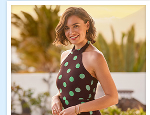 Margot Polka Dot Halter Neck Dress