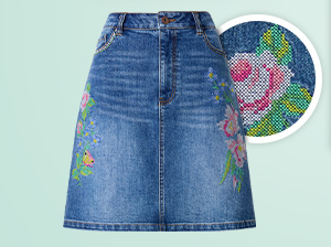 Dalia Embroidered Denim Mini Skirt