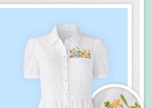 Spring Meadows Embroidered Cotton Dobby Dress