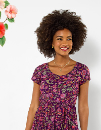 Heidi Crinkle Cotton Border Print Dress