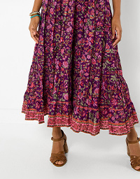 Heidi Crinkle Cotton Border Print Dress