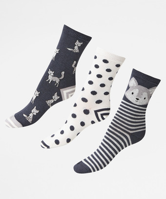 Pk/3 Fun And Foxy Socks Pk/3 Fun And Foxy Socks