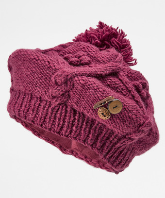 Wool Button Trim Beret Wool Button Trim Beret