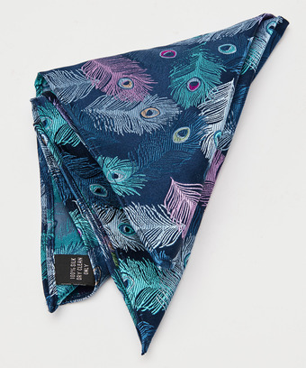 Peacock Feather Silk Pocket Square Peacock Feather Silk Pocket Square