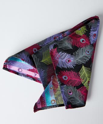 Distinctive Feather Silk Pocket Square Distinctive Feather Silk Pocket Square