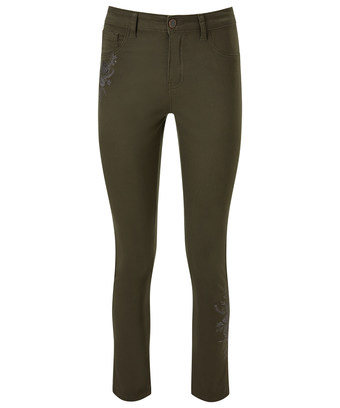 Embroidered Khaki Jeans Embroidered Khaki Jeans