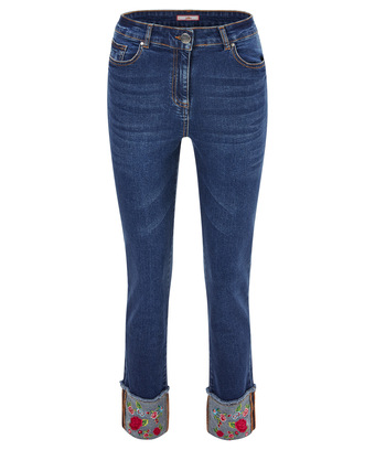 Embroidered Turn Up Jeans Embroidered Turn Up Jeans