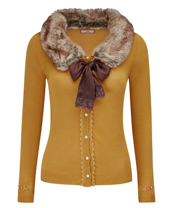 Vintage Inspired Fur Collar Cardigan Vintage Inspired Fur Collar Cardigan