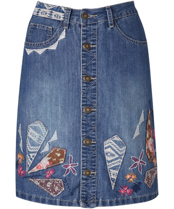 Embroidered Button Through Skirt Embroidered Button Through Skirt
