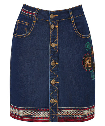 Button Up Embroidered Skirt Button Up Embroidered Skirt